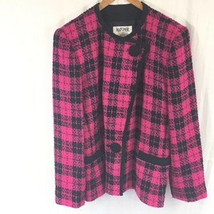 Kasper Womens Blazer Suit Jacket Pink Plaid Size 6